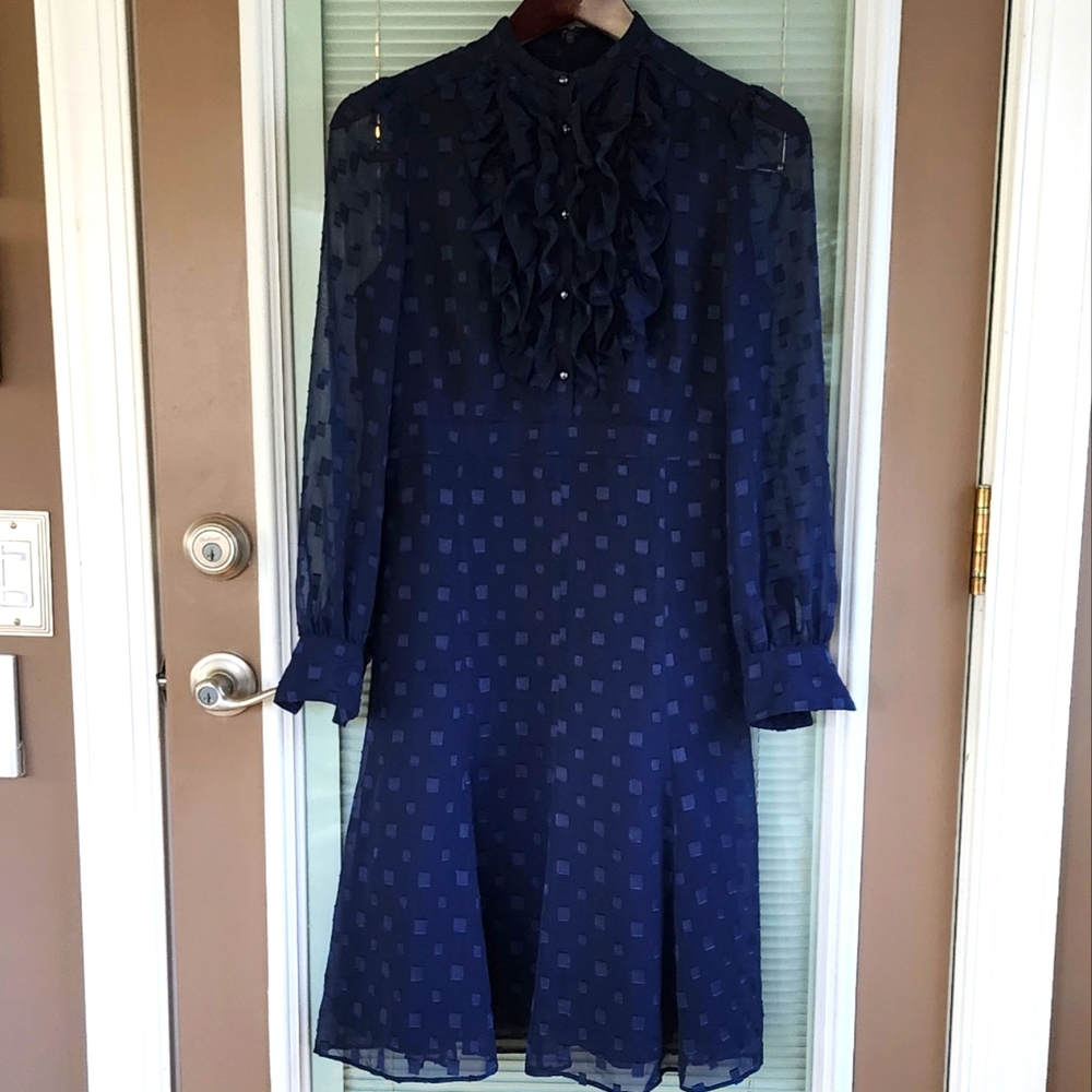 Navy Blue Chiffon Dress